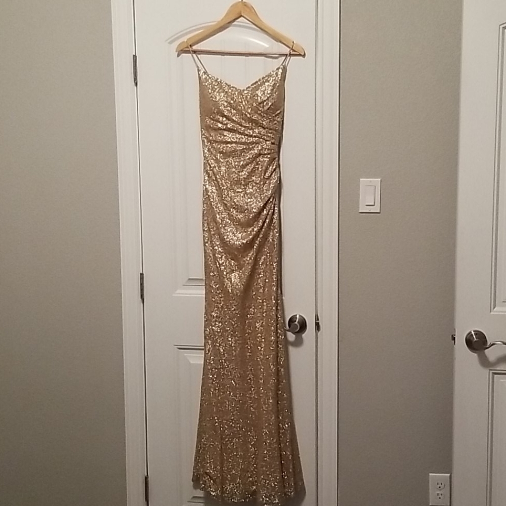Sorella Vita Gold Sequin Prom Dress